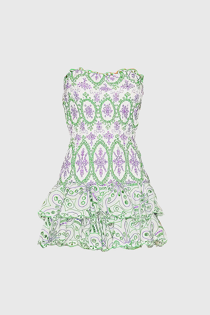 Gedessineerde elastische mini jurk - Groen