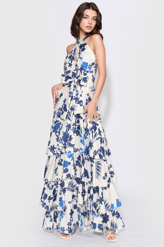 Robe longue à volants - Floral