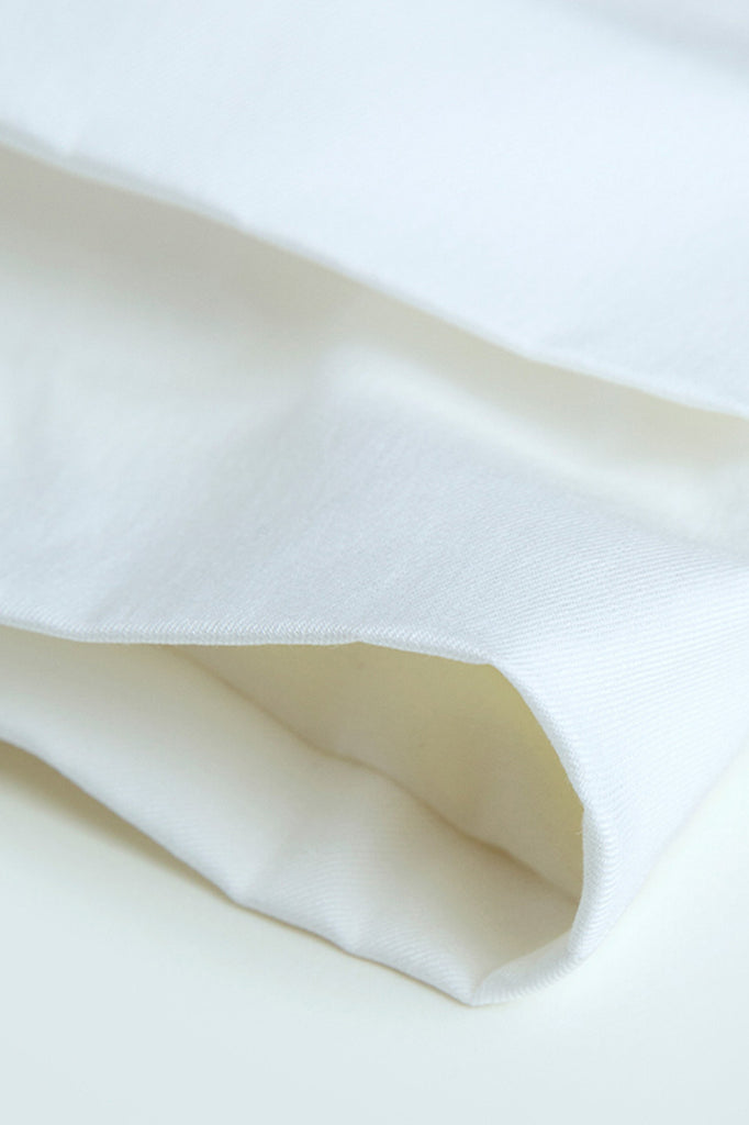 Knee Length Skirt with Folding Details - White