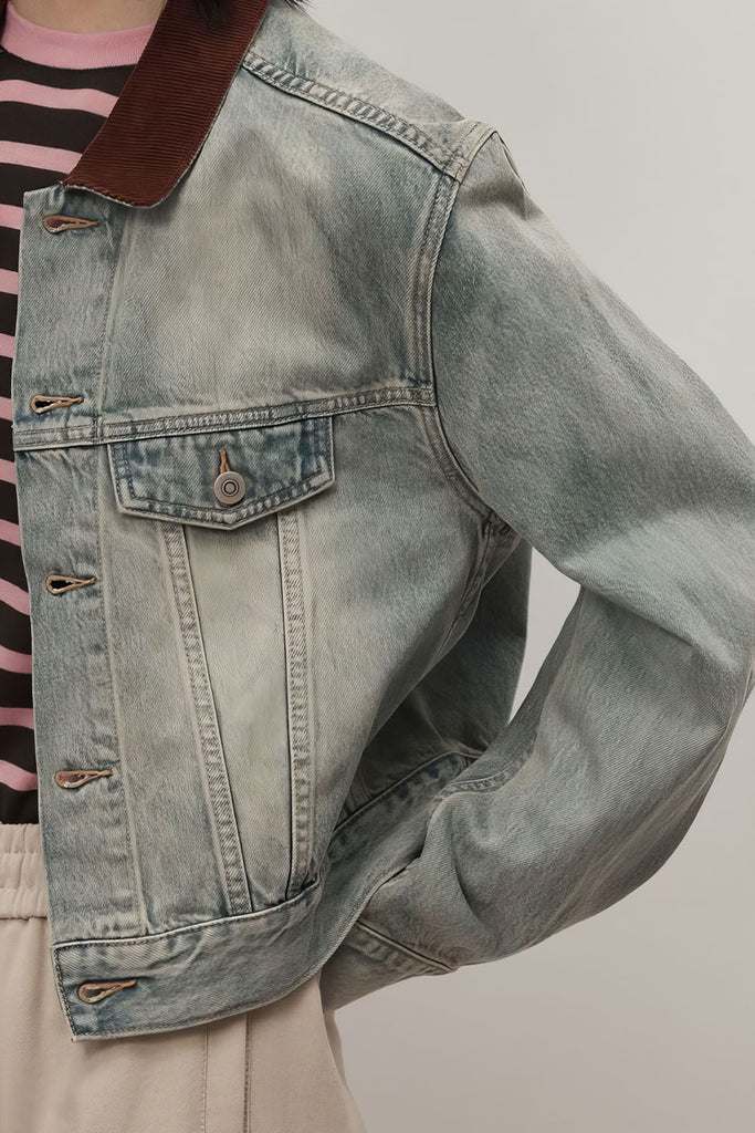 Vintage krátká džínová bunda - modrá