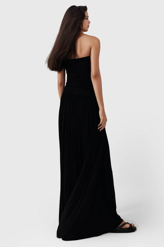 Robe longue en jersey - Noir