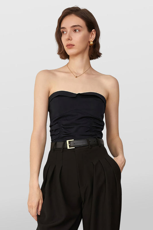 Top Bandeau com decote em forma de coração - Preto