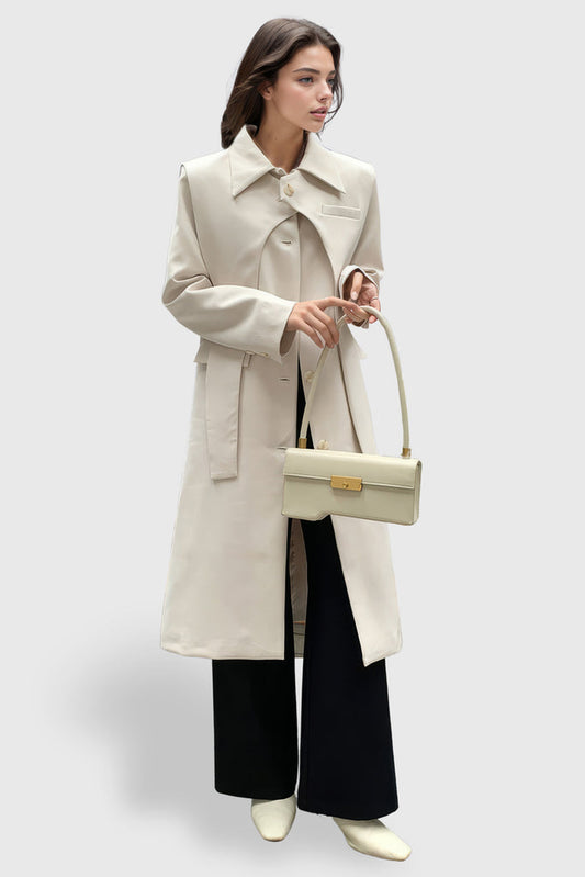 Trenchcoat met dubbellaags detail - Abrikoos