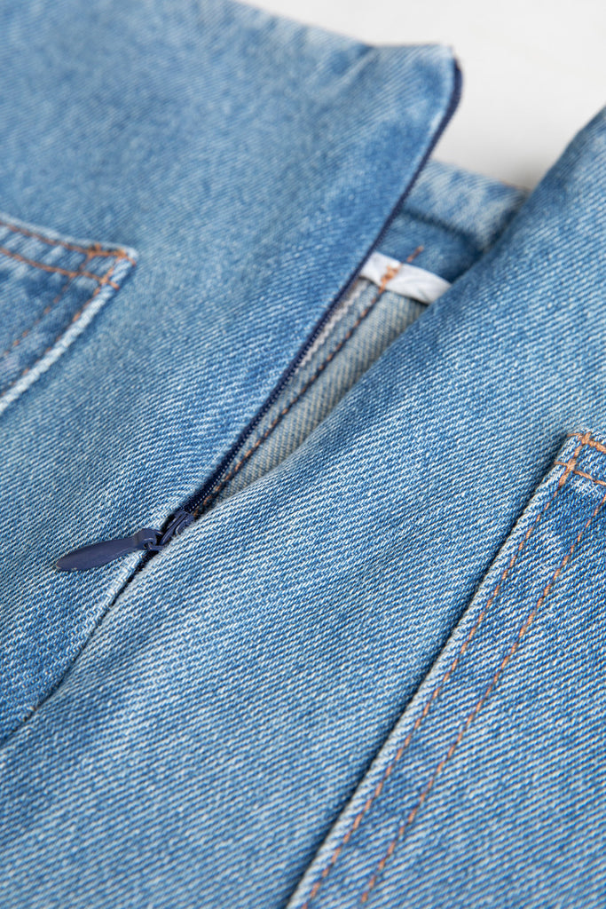 Maxi džínová sukně se zkráceným pasem - modrá