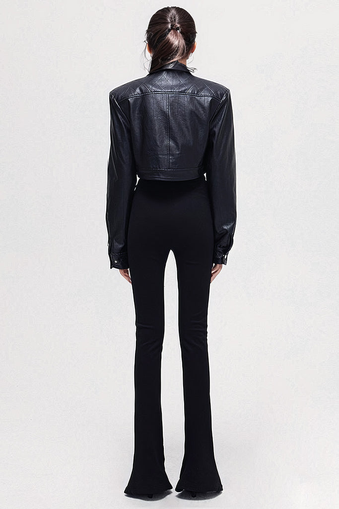 High-Waisted Trousers with Zip-Ups - Black