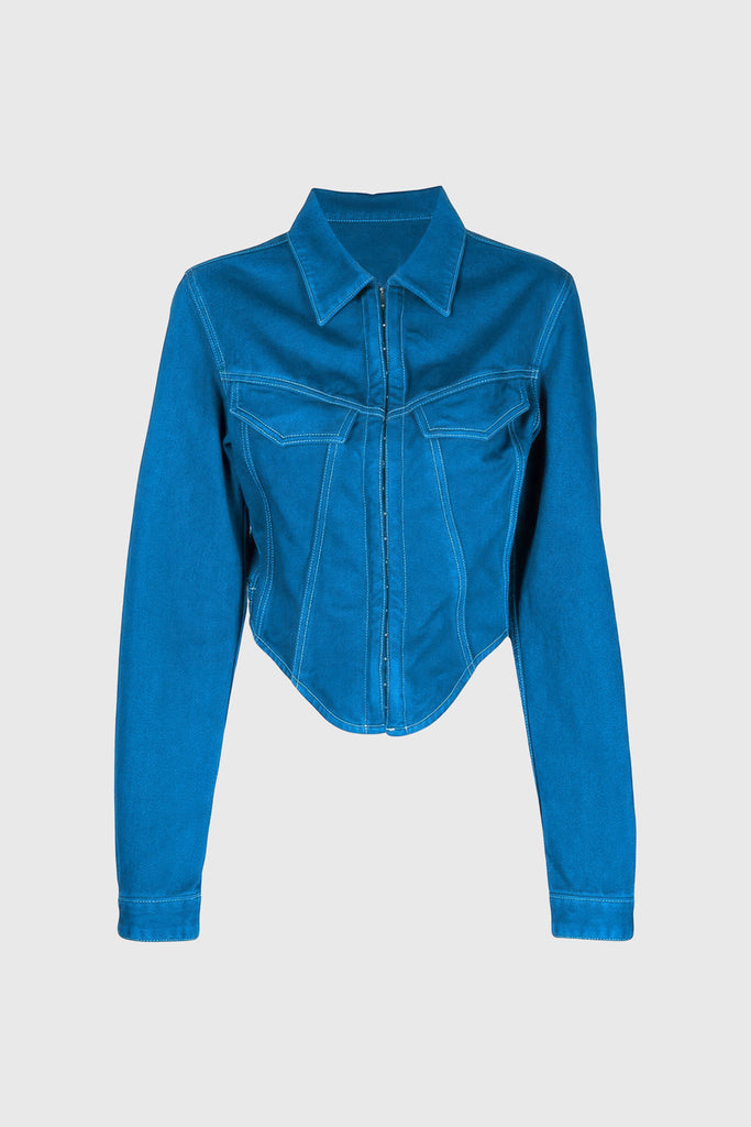 Krótka kurtka z haczykami - niebieska