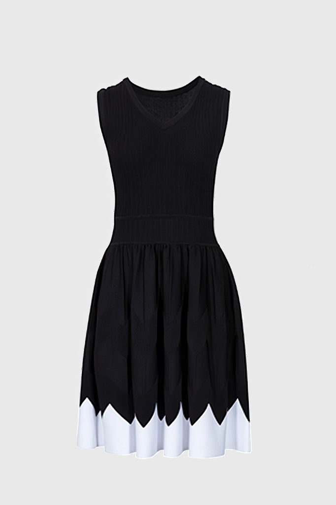 Kontrastfarvet kjole - sort
