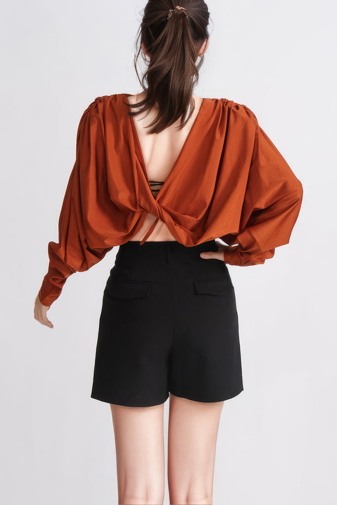 Long Sleeve Top with Back Detail - Orange