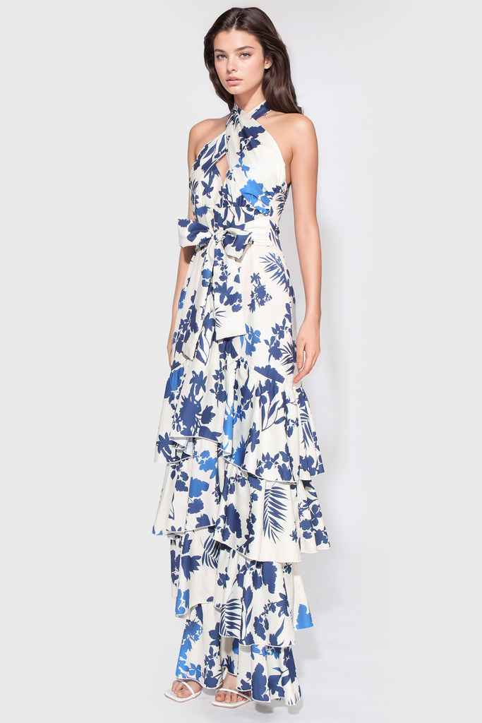 Robe longue à volants - Floral