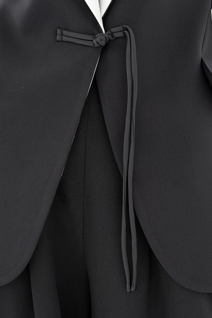 Getailleerde blazer met contrasterende kraag - Zwart