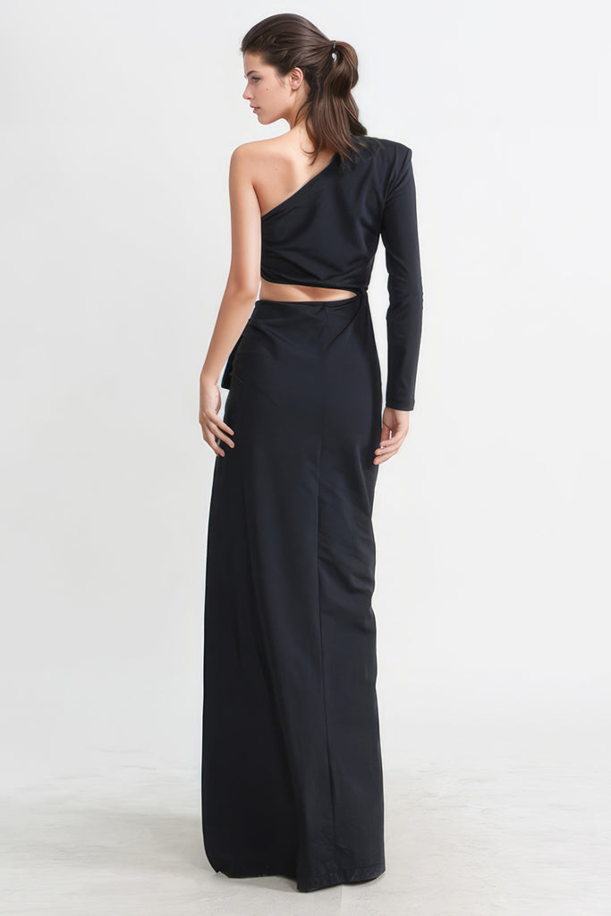 Robe longue avec découpe à la taille - Noir