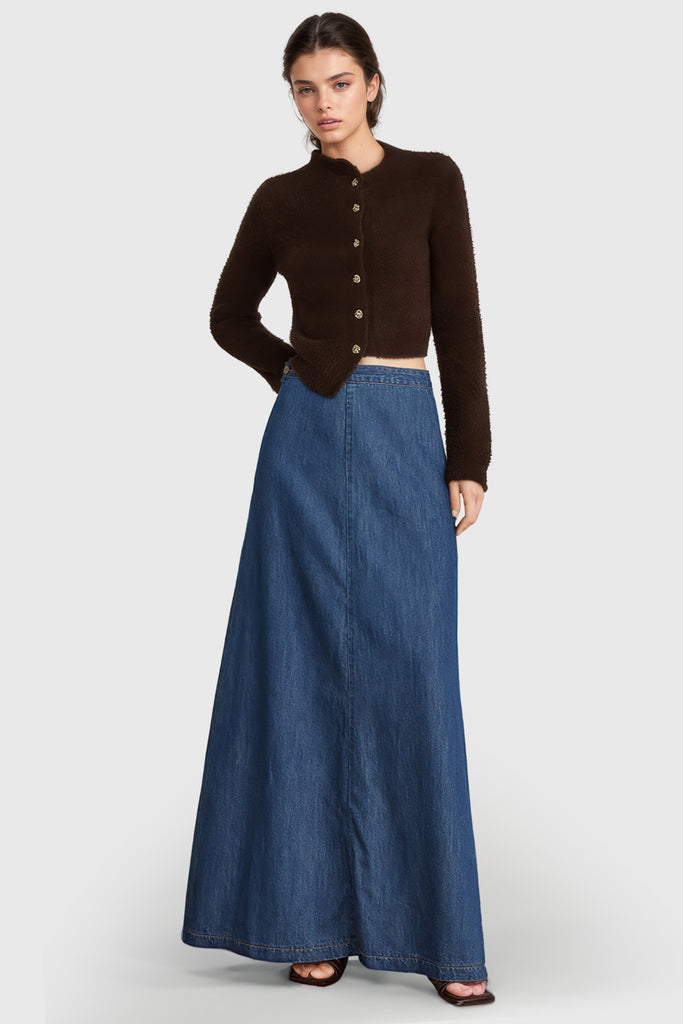 Maxi džínová sukně ve tvaru písmene A - modrá