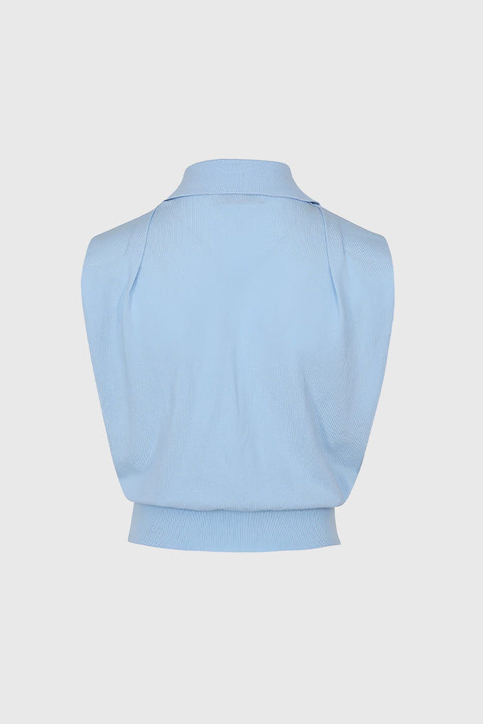 Top avec col polo - Bleu