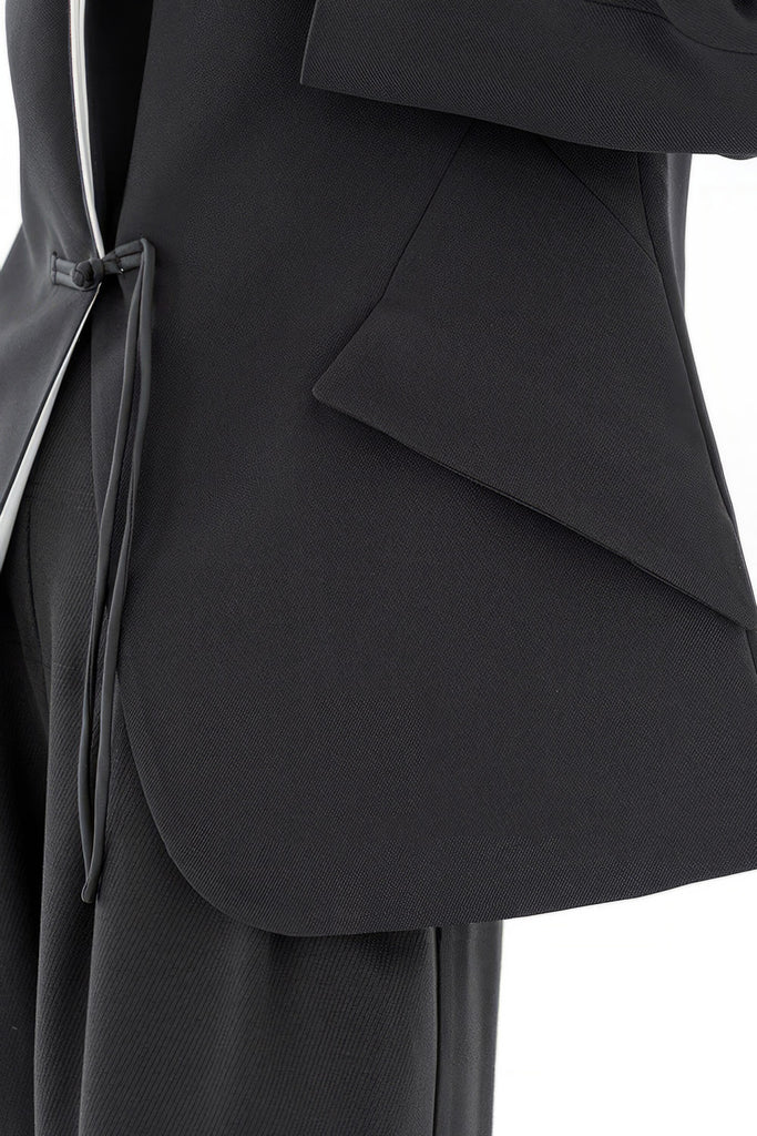 Getailleerde blazer met contrasterende kraag - Zwart