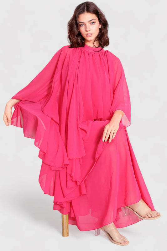 Boheme Maxi Dress met ruches - Roze