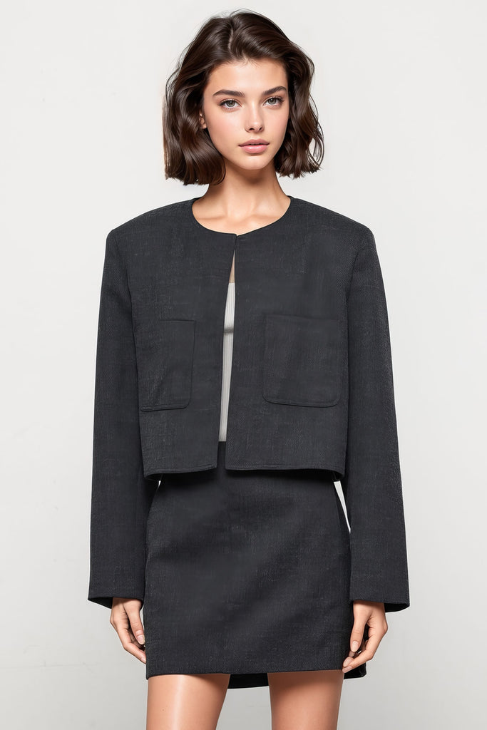 Veste courte minimaliste - Noir