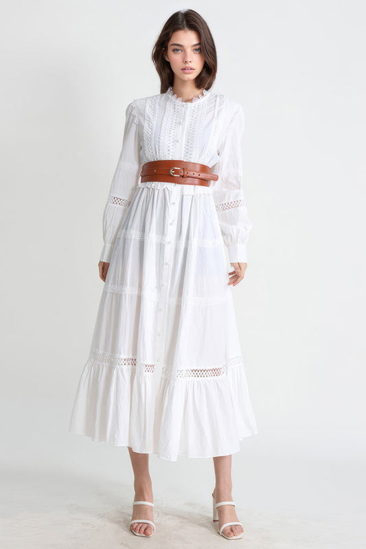 Maxi Dress with Ruffles - White