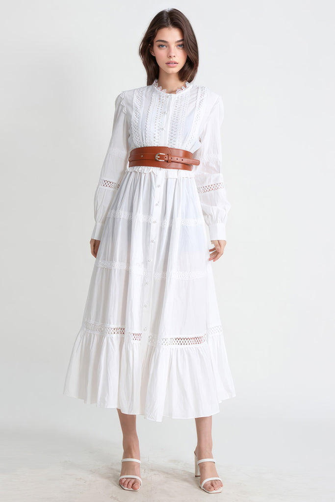 Maxi šaty s volánky - bílé