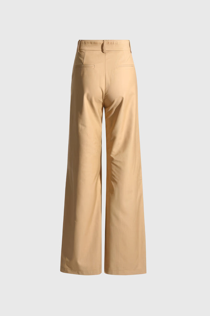Široké kalhoty s vysokým pasem - hořčicová barva