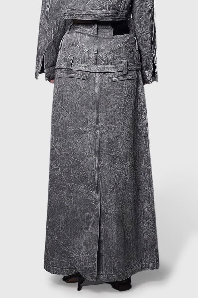 Maxi sukně ze seprané džínoviny - šedá