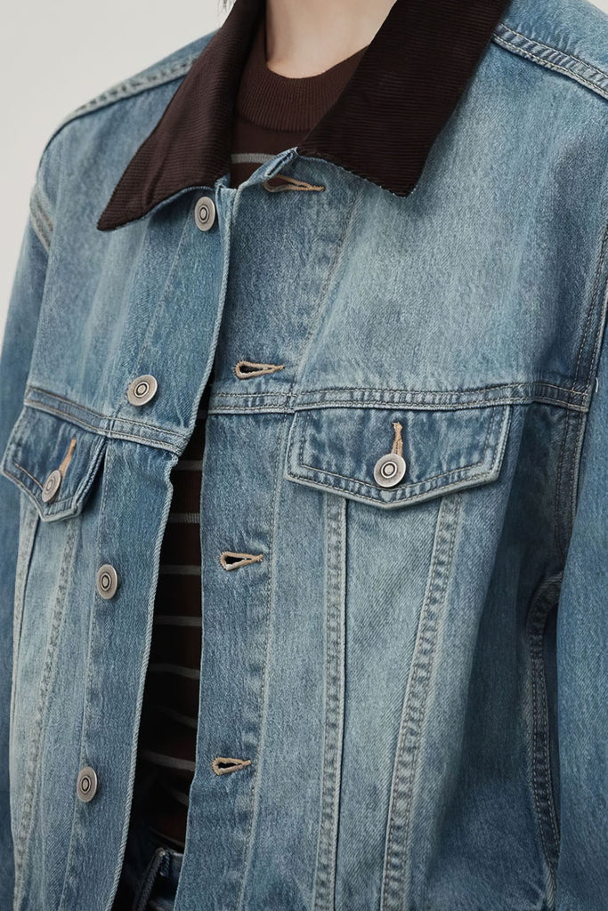 Vintage krátká džínová bunda - tmavě modrá