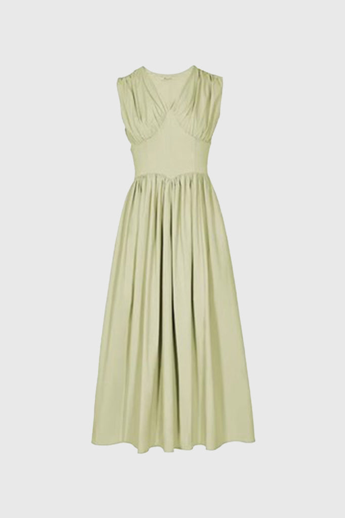 Midi Dress with Corset Detail - Green