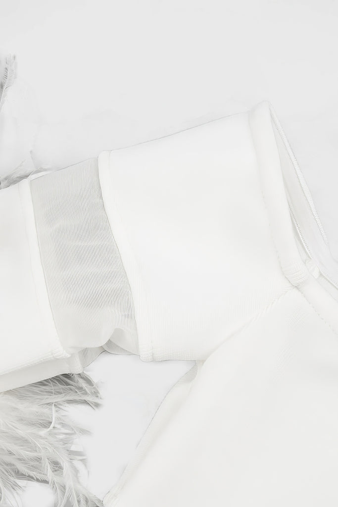 Midi-jurk met Mesh-inzetstukken - Wit
