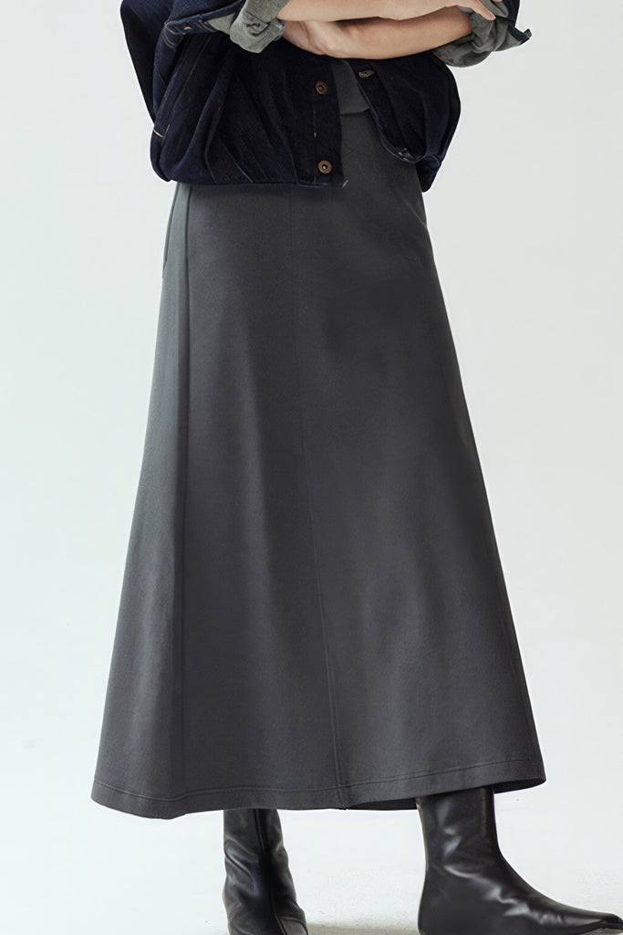 Midi-jersey-nederdel - mørkegrå