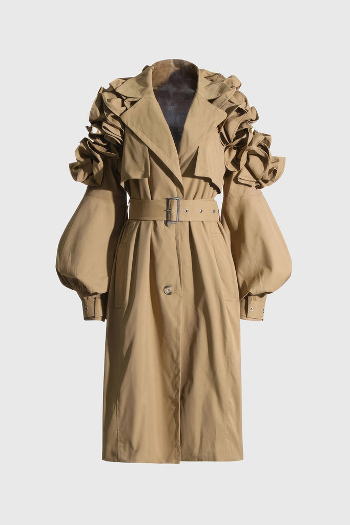 Jednořadý kabát s rukávy - hnědý