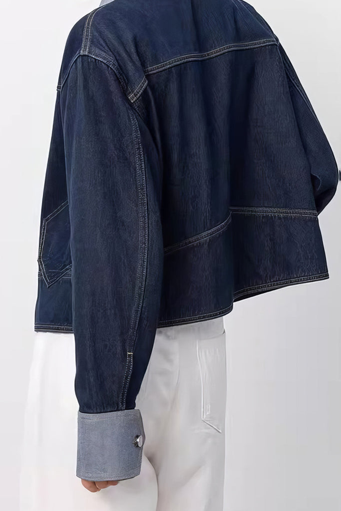 Veste courte en jean - Bleu foncé