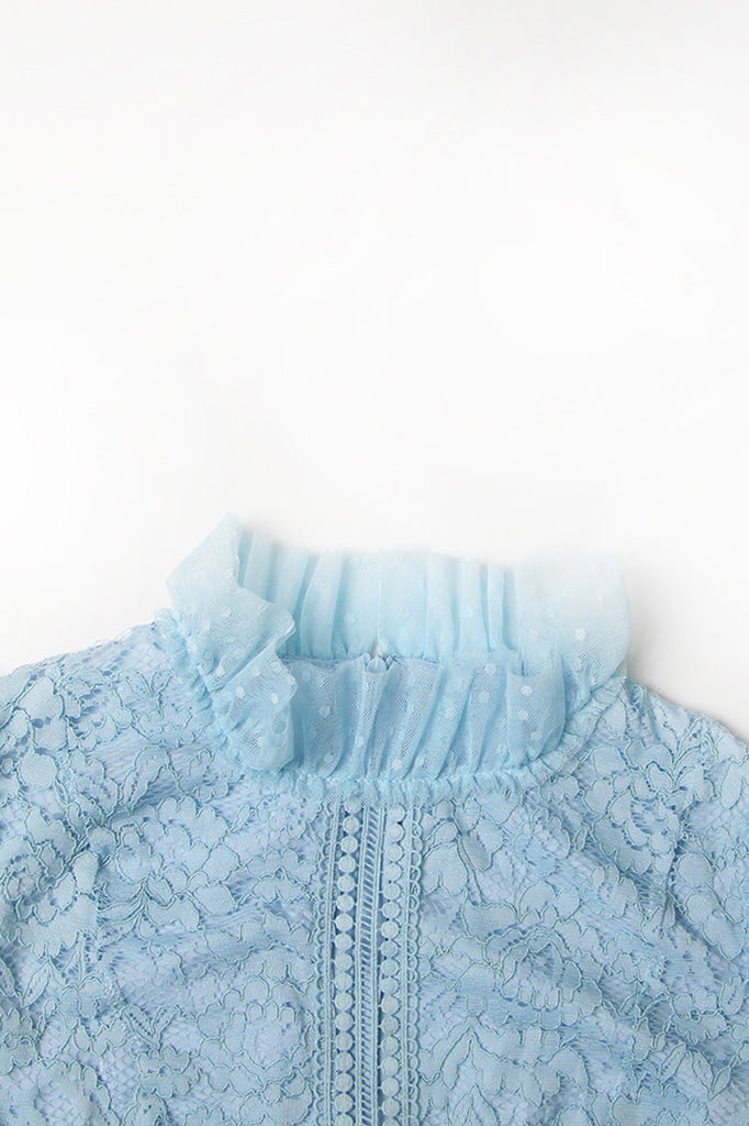 Långärmad långklänning med textur - Blå