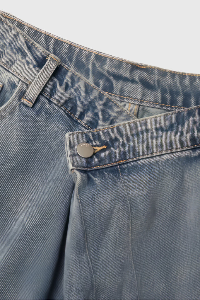 Jeans avec fermeture irrégulière - Bleu