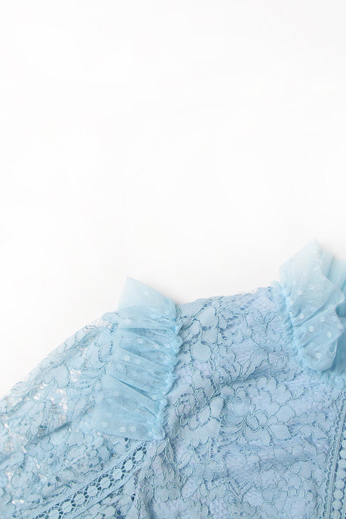 Tekstureret maxikjole med lange ærmer - blå