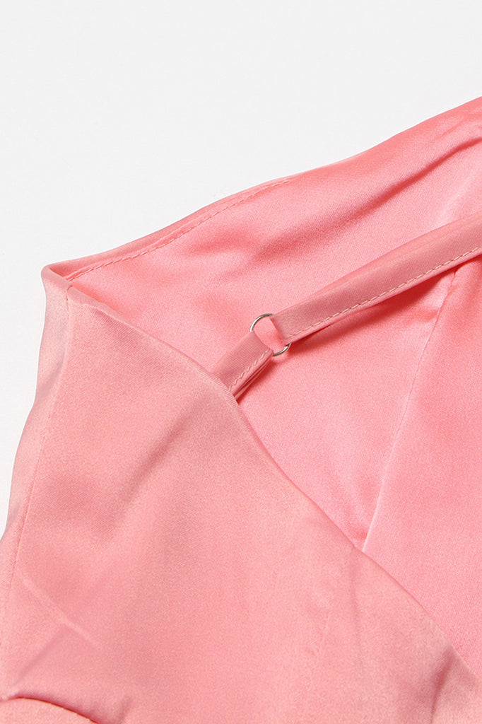 Mini šaty s detailem na lemu - růžové