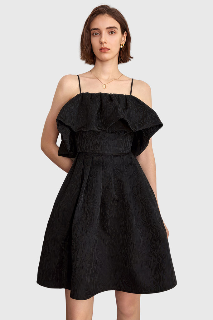 Mini vestido texturizado - Preto
