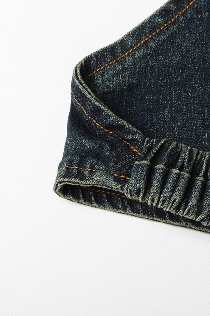 Top en denim à épaules décollées - Bleu foncé