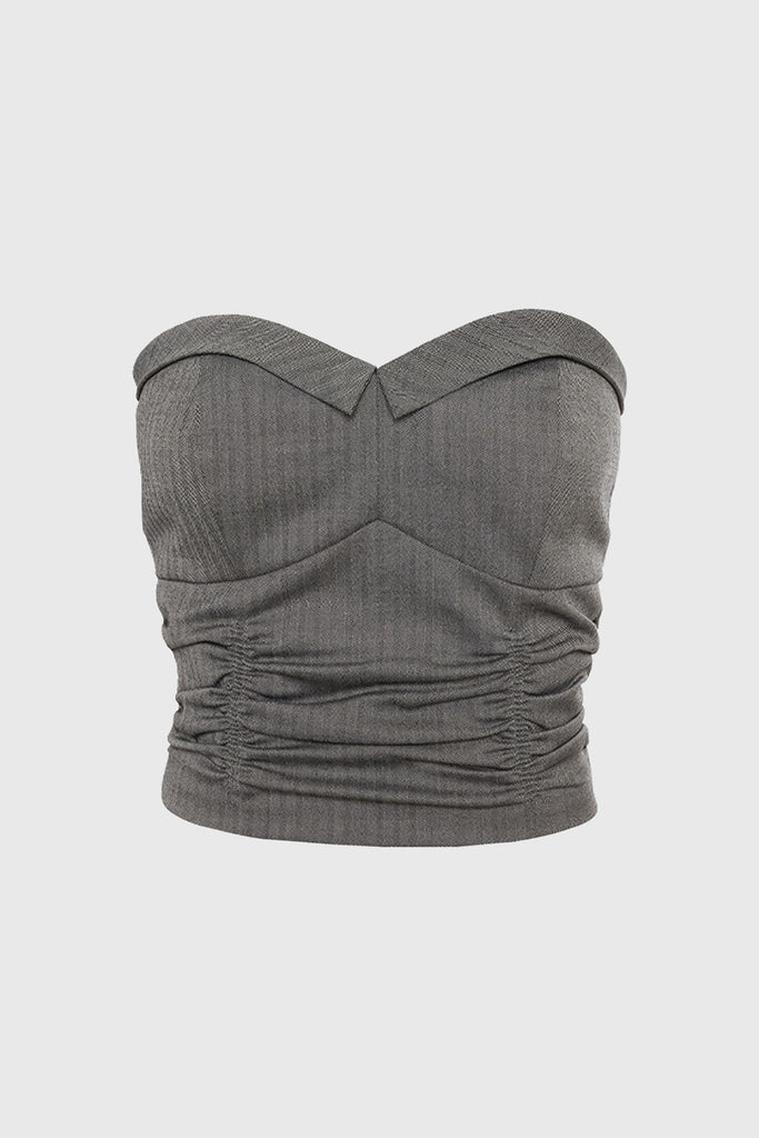 Top bandeau avec encolure en forme de cœur - Gris