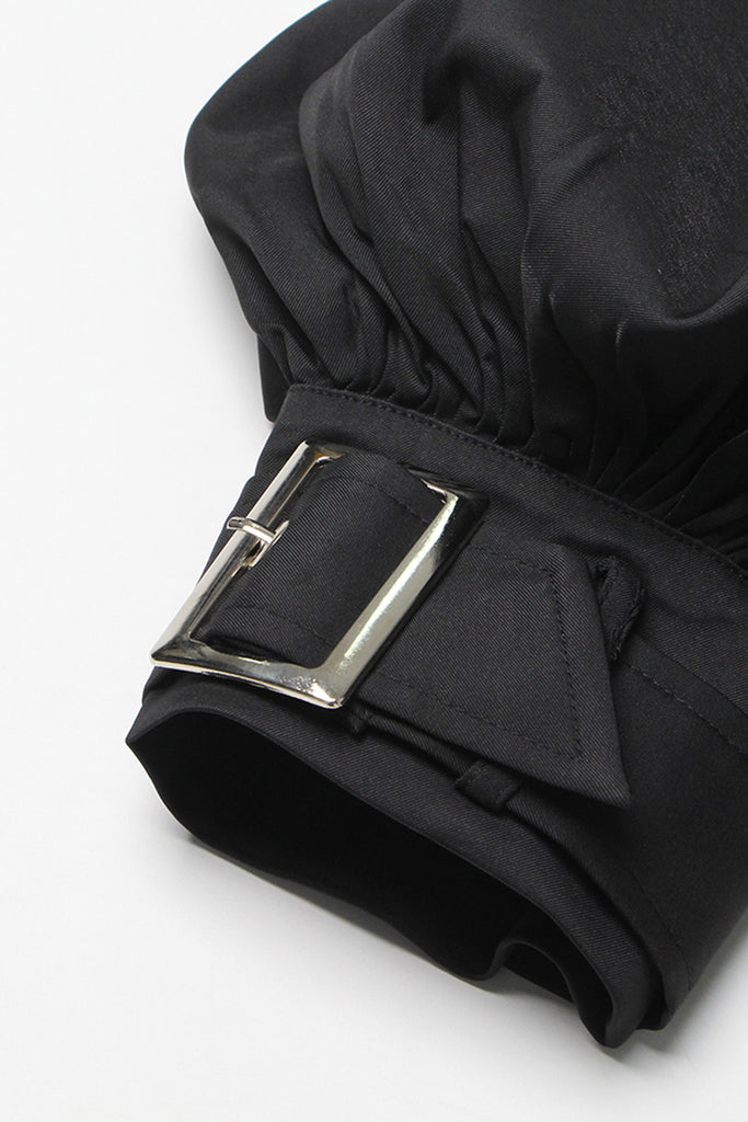Trench-coat à simple boutonnage avec détails des manches - Noir