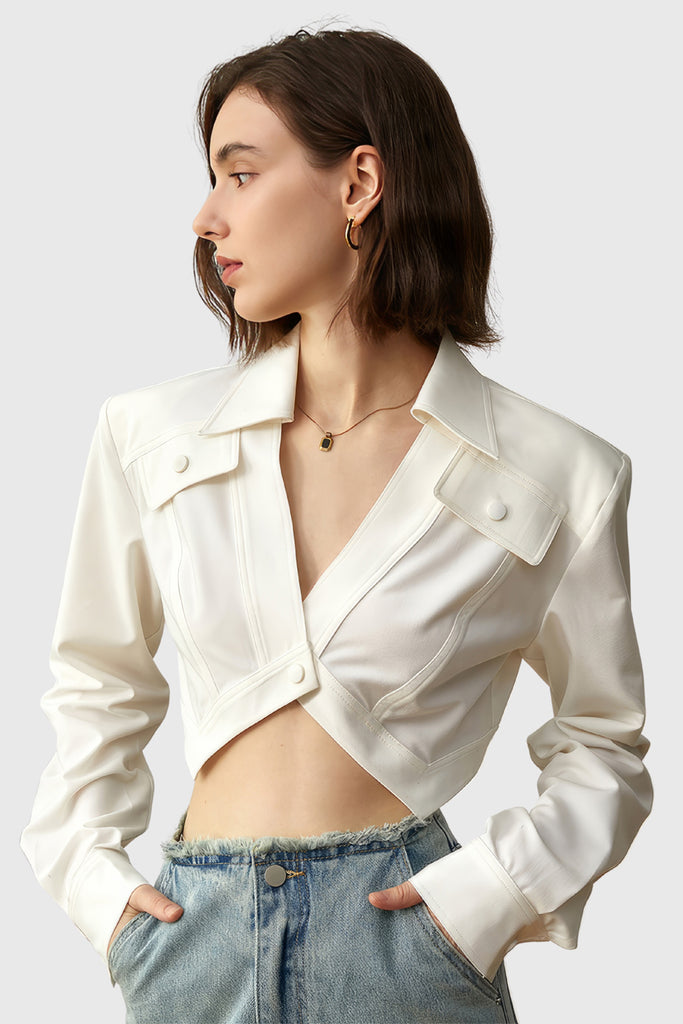 Chemise courte irrégulière - Blanc