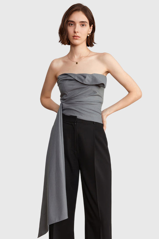 Bandeau Top con Detalle Lateral - Gris