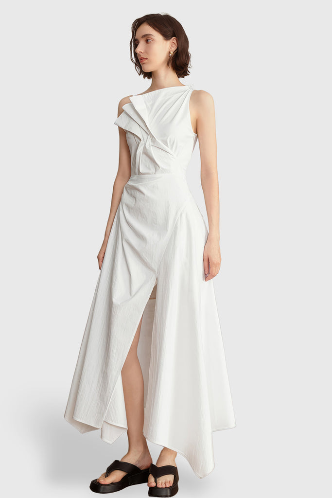 Vestido Midi Irregular - Blanco