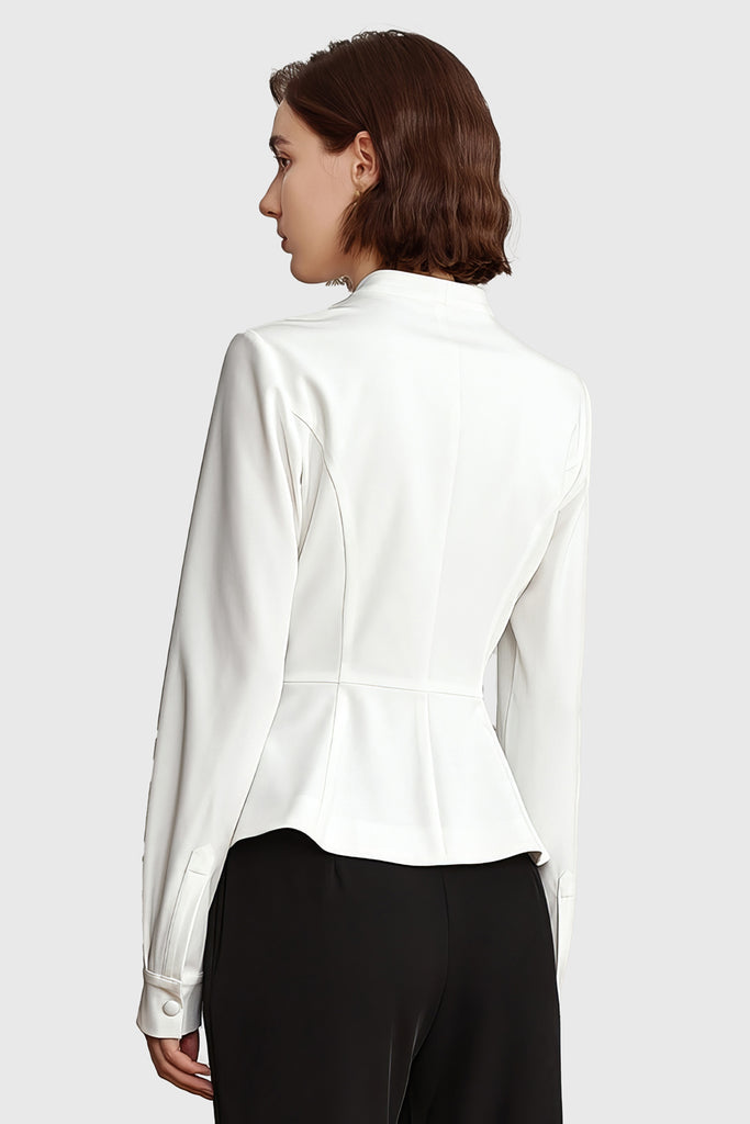 Chemise cambrée avec boutons - Blanc