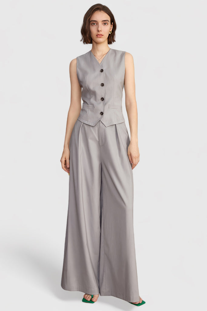 Buttoned Elegant Vest - Grey