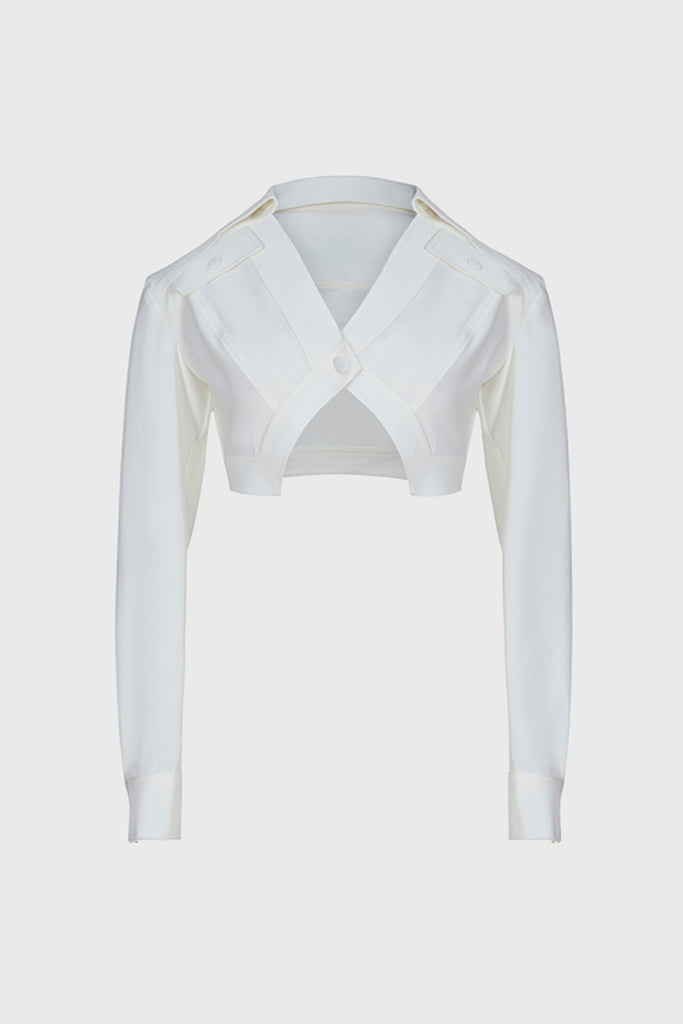 Chemise courte irrégulière - Blanc