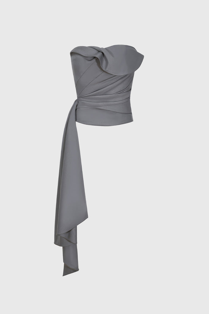 Bandeau Top with Detail on The Side - Grey