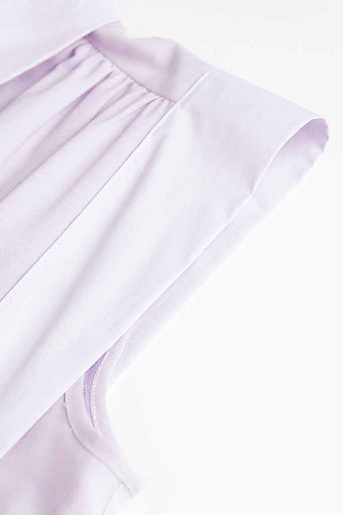Midi šaty na knoflíky s dlouhými rukávy - fialové
