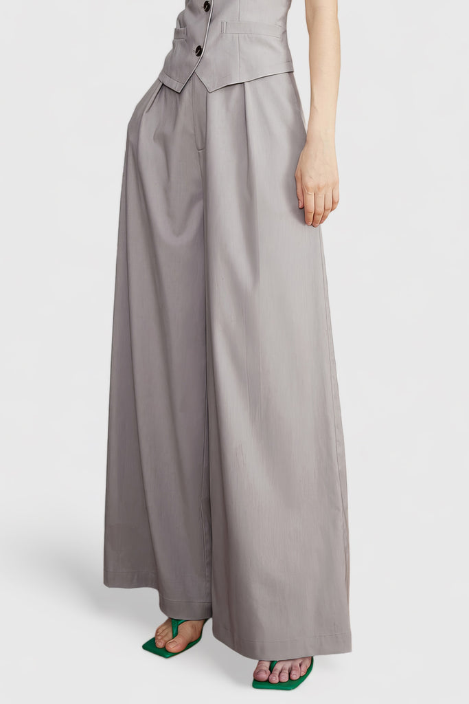 Wide Leg Trousers - Grey