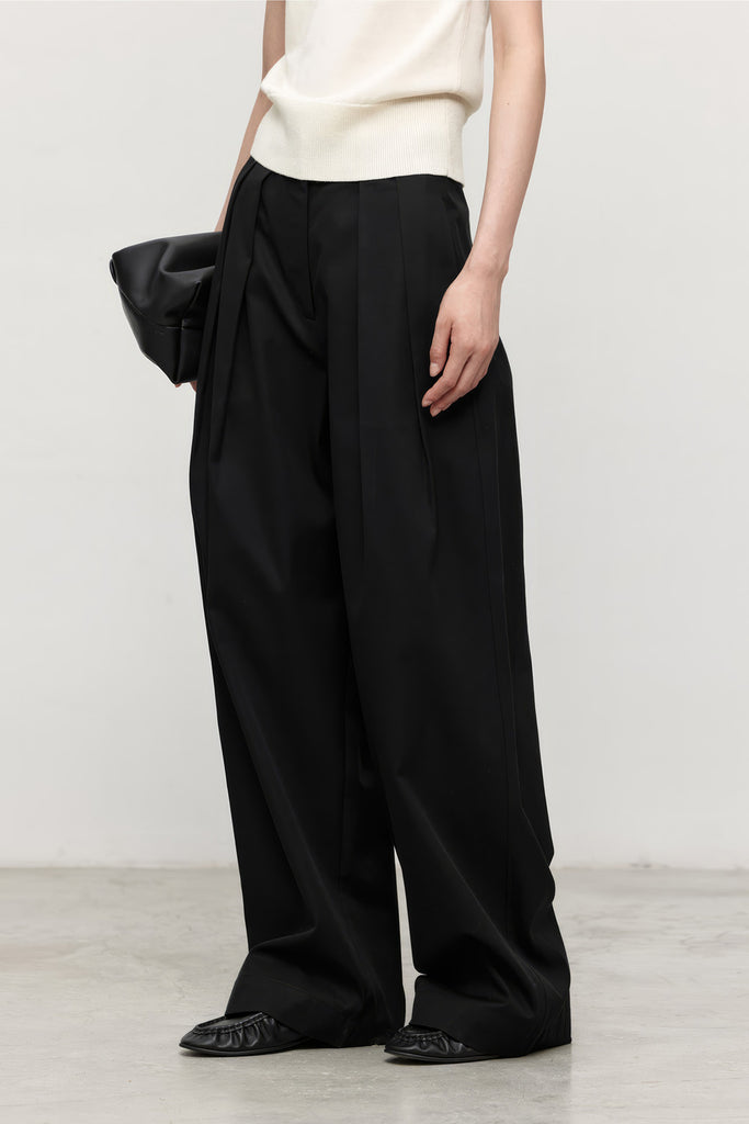 Pantalon plissé oversize - Noir