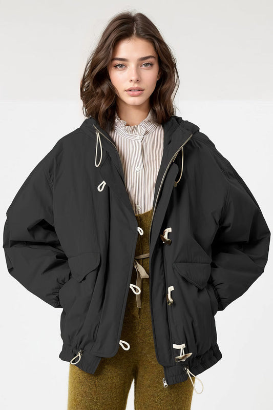 Chaqueta impermeable con capucha - Negra