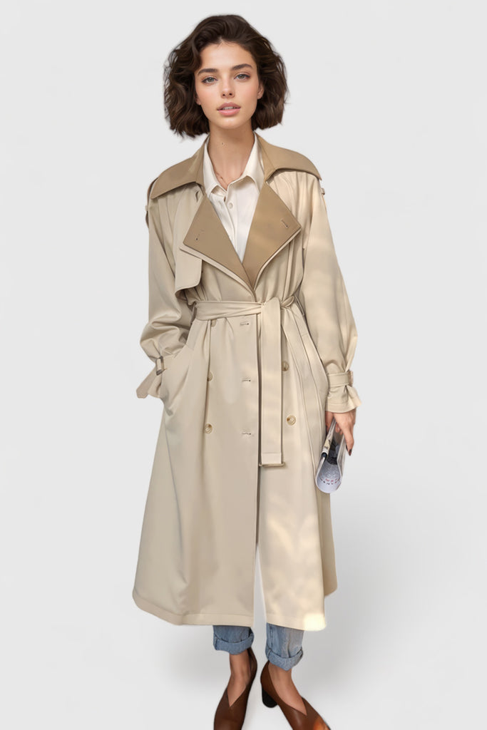 Double Layered Long Trenchcoat - Light Brown